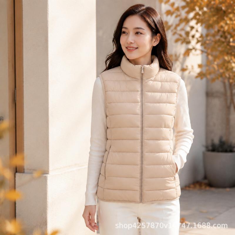 Women S Plus Size Stand Collar Sleeveless Padded Vest Casual