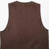 Kaslead New Women clothes Western Style Rivet Suede Effect Vest Shorts 5063831 5063809
