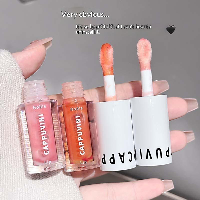 Cappuvini Clear Grey Purple Lip Gloss Hydrating Drying Lips Mirror Lip Glaze Tint Plumper Moisturizing Crystal Lip Oil Makeup
