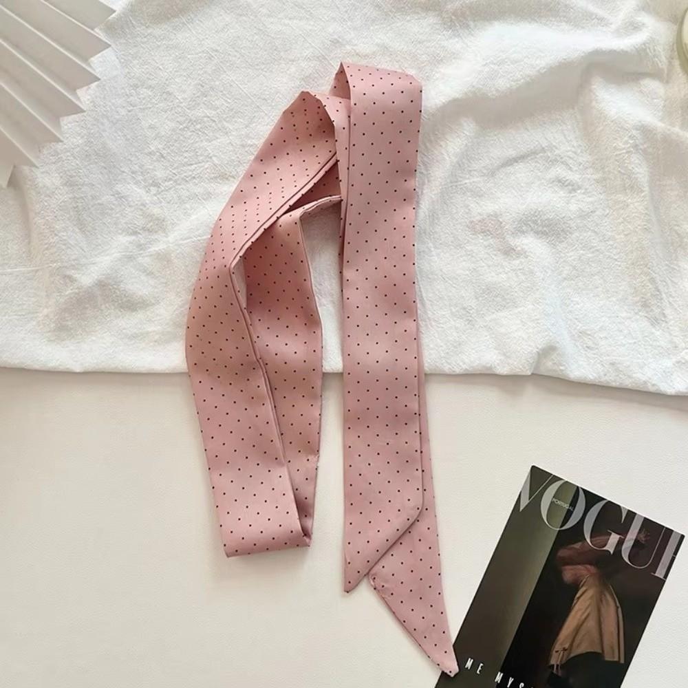 Dot Print HairBand Women Head Scarves Silk Feel Bag Wrist Bandana Skinny Silk Scarf Spring Summer