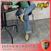 Low-heeled commuter shoes women's new models are not tired, pointed metal word with Mary Jane shoes