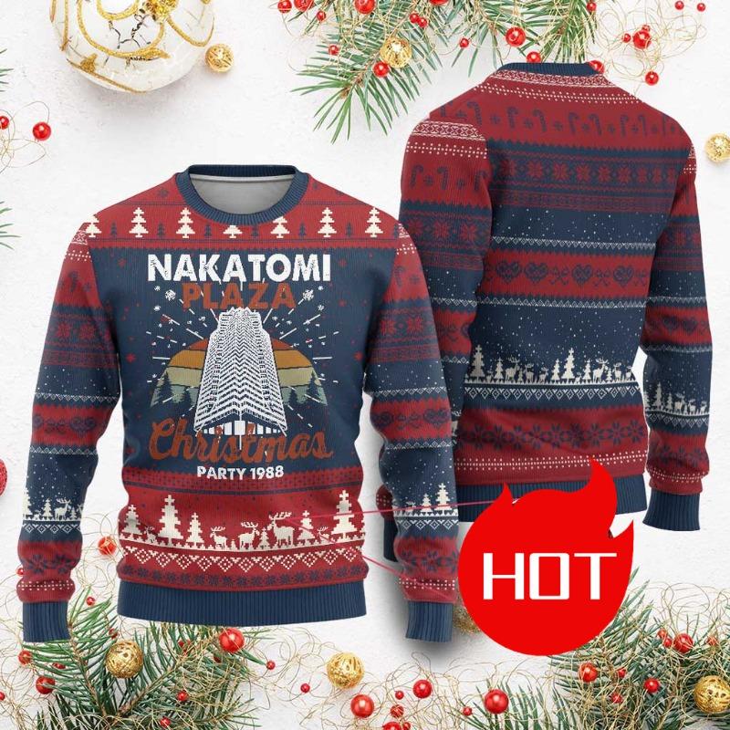 Funny Nakatomi Plaza Ugly Christmas Sweater Xmas Party 1988 Jumper Sweaters Japanese Style Harajuku Fashion Unisex Streetwear 2XL
