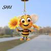 Bee Themed Hanging Decor Acrylic Decoration Single Side Printed Little Ornament Home Car Rearview Mirror Keychain Pendant Birthday Gift Portable