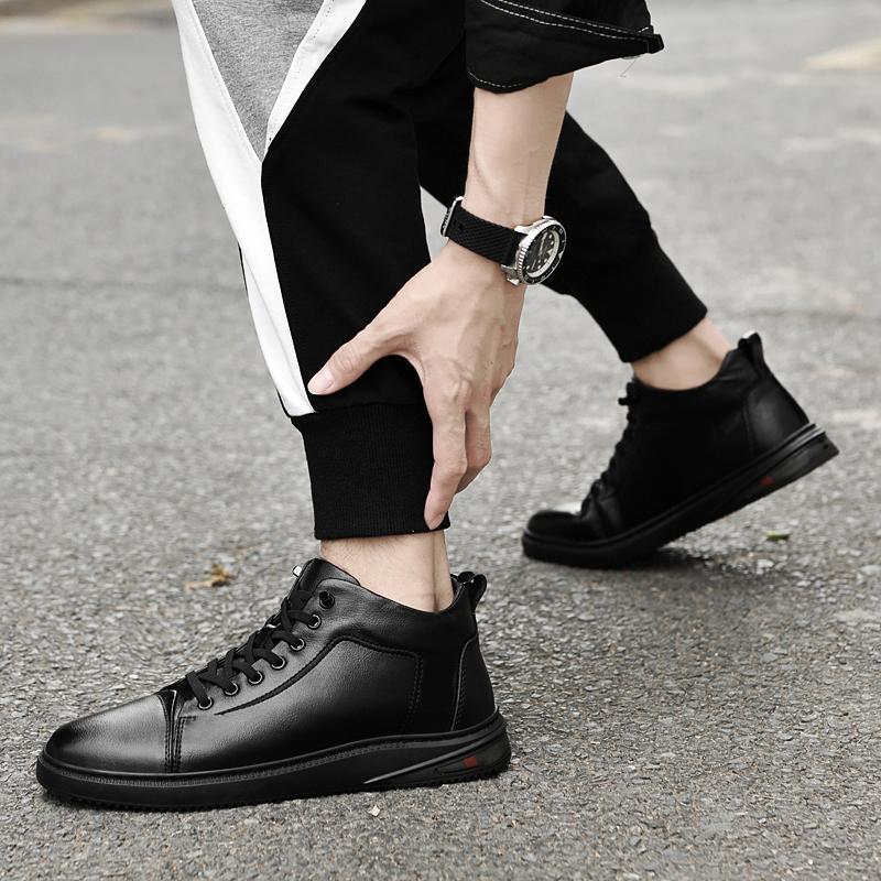 Fashion Men Boots 2024 New Mens Sneakers Classic High Top Male Comfortable Walking Shoe Genuine Leather Warm Winter Boots Men