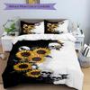 3pcs Skull Sunflower Design Duvet Cover Set - Machine Washable, Includes 1 Cover and 2 Pillowcases, No Core Included Yy251013143