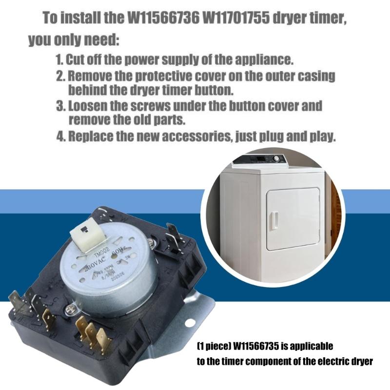 W11566735 Timer suszarki Zamiennik dla PS17216594 EAP17216594 W11685947 4981088 AP7215858 FIX17216594 162-428-1 Łatwy montaż
