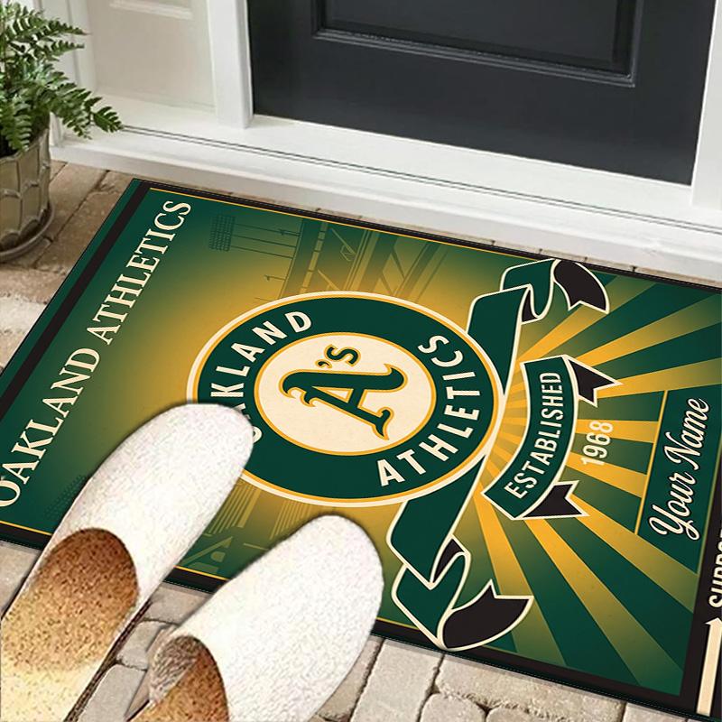 Custom NameAthletics Oakland Emblem Carpet, Indoor Rug, Chair Rug, Living Rooms, Doormat Made From Polyester Home Decor Birthday Christmas Gifts