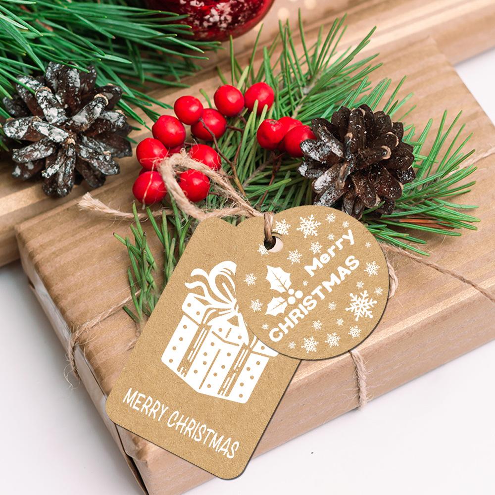 50/100pcs Vintage Christmas Gift Tags with Twine Rope,for DIY Cards,Tree Decorations Christmas Party Decor,Christmas Accessories