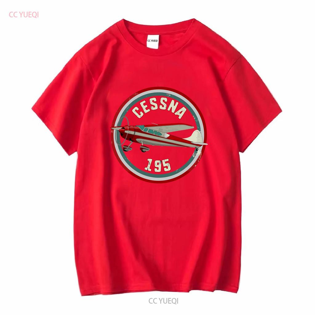 Cessna 195 Airplane T Shirt long or short sleeves vintage Washed fashion graphic Versatile Casual Top For Everyday Wear