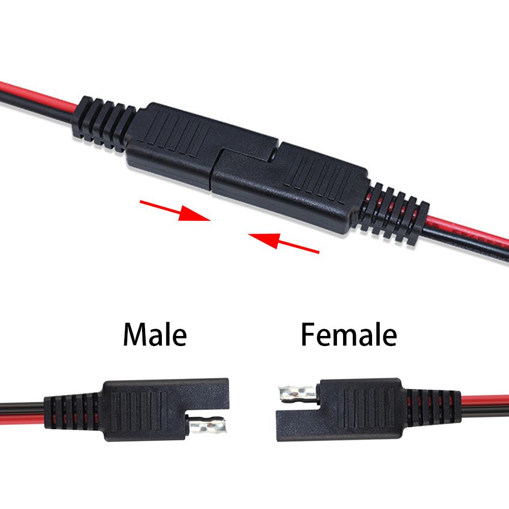 2PCS SAE Single-Ended Cable Power Extension Connector Plug 18AWG15CM Cable Solar Panel Battery Adapter 2core Power Cord