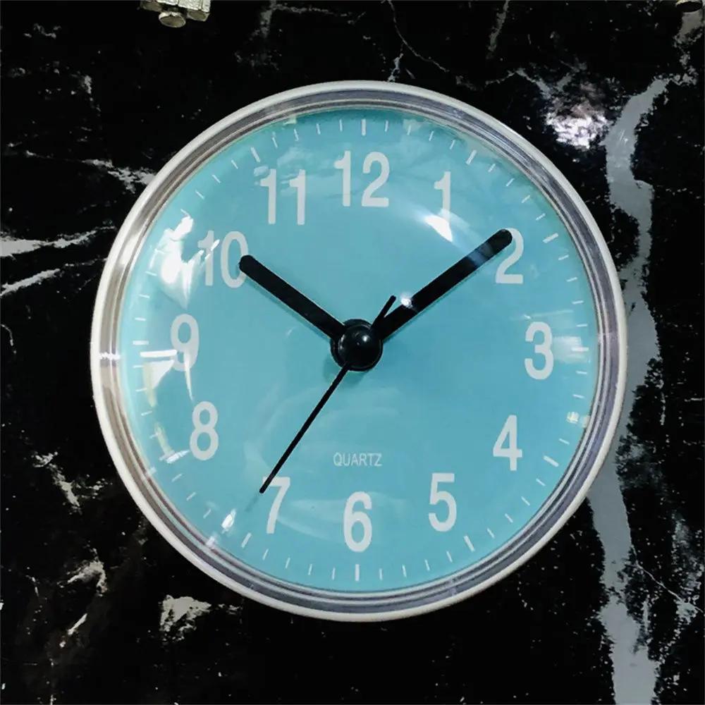Shower Anti Fog Waterproof Mini Small Table Decoration Kitchen Living Bathroom Room Wall Clock Toilet Round Quartz Sucker 7cm