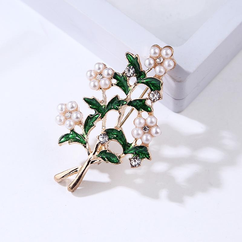 Accessories Flower Pearl with Rhinestones Brooch Jewellery Alloy Painting Oil Brooch Female Perfect Gift for Couples