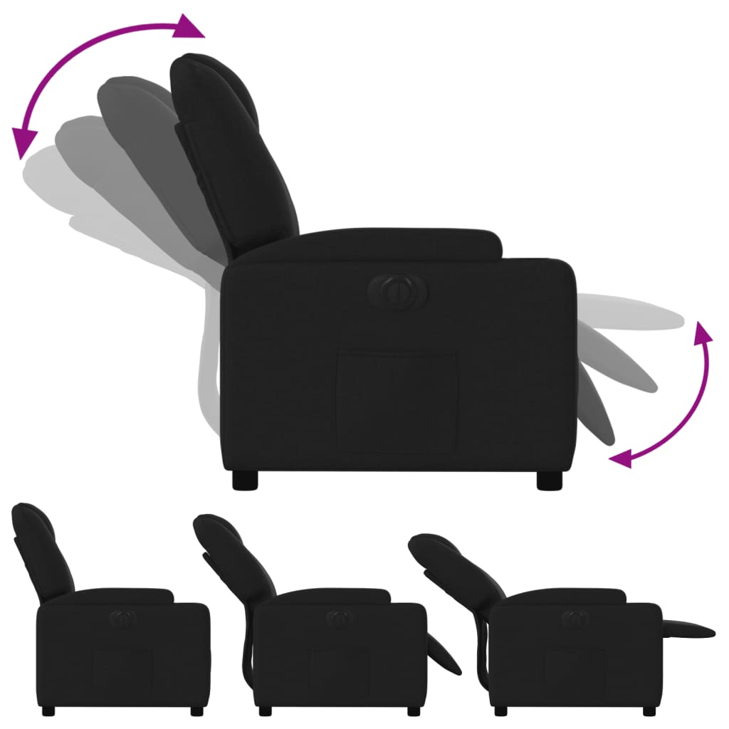 Electric Recliner Chair Black Fabric