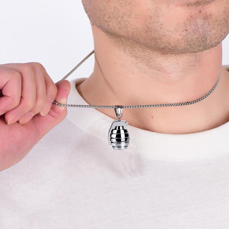 Personalized Men's Grenade Fashion Necklace Retro Punk Style Men's Pendant