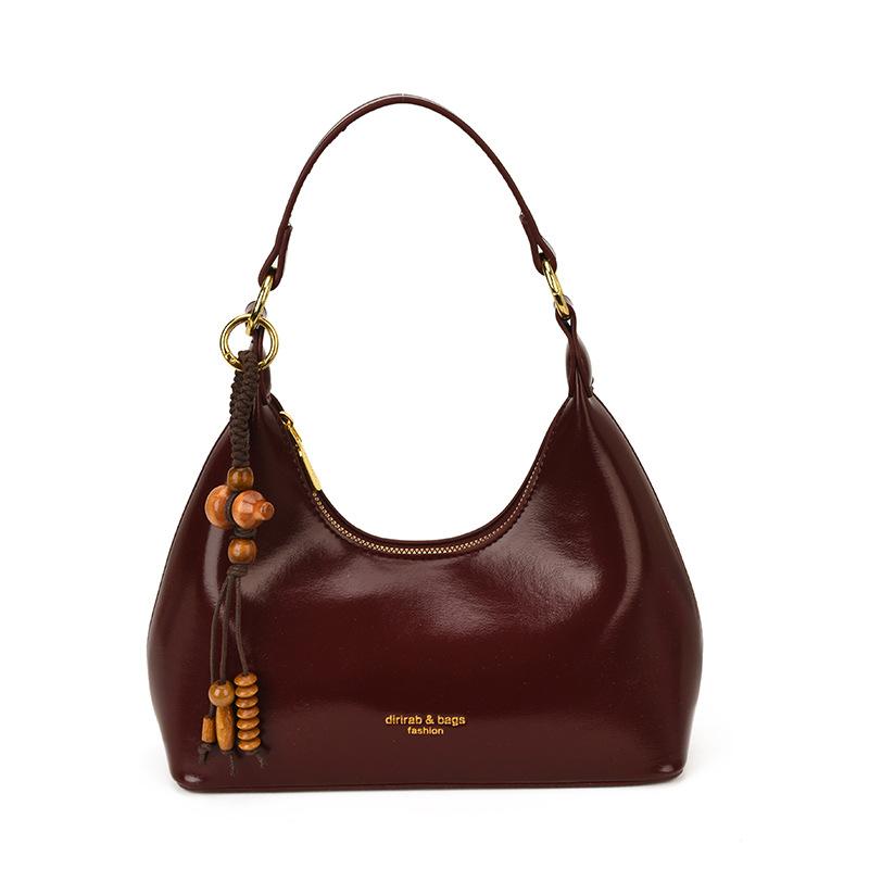 

2025 new retro fashion niche portable small bag women s foreign versatile shoulder bag to work commuter messenger bag no pendant бордовий