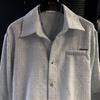 Men's Two Tone Textured Lapel Long Sleeve Button Down Shirt Casual Streetwear Top