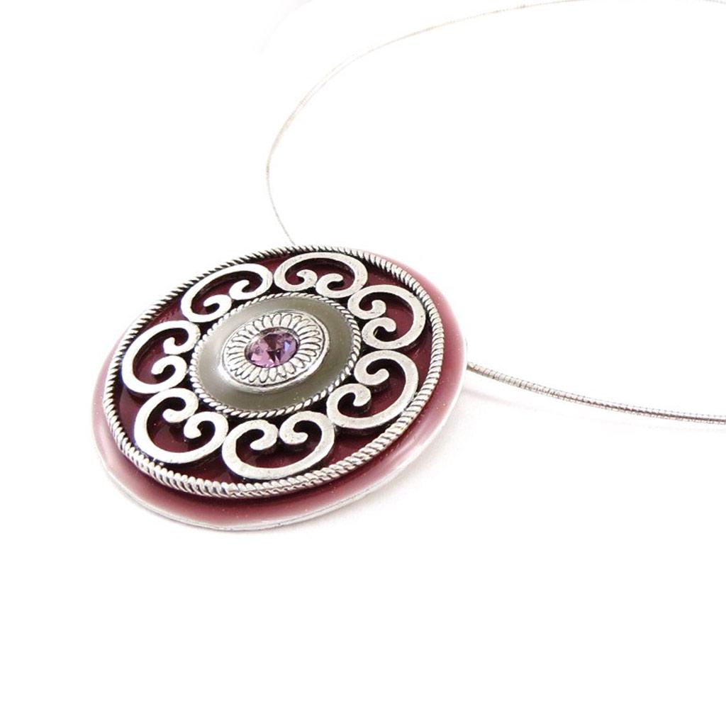 Les Trésors De Lily [C5475] - Collier Créateur 'Babouchka' Vieux Rose Gris