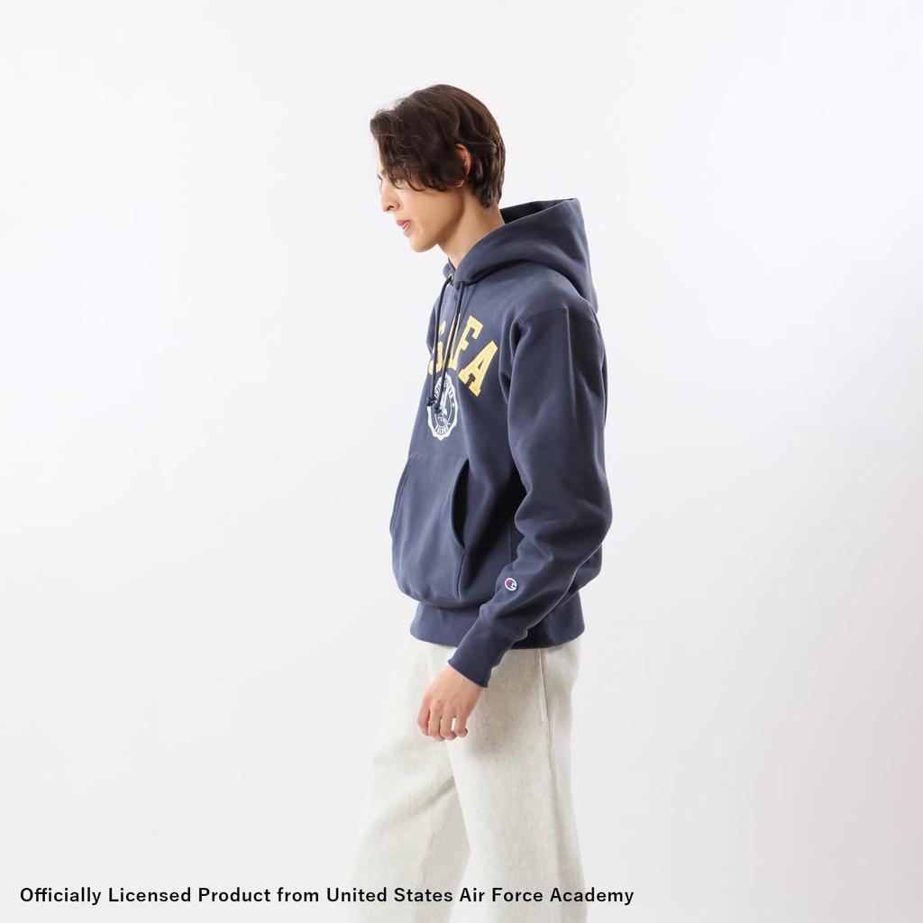 Hoodie Long Sleeve COTTON USA Graphic Print Reverse Hooded Sweatshirt Dark Navy [Champion] 11.5oz Weave(R) REVERSWEAVE(R) C3-Y113 Men's