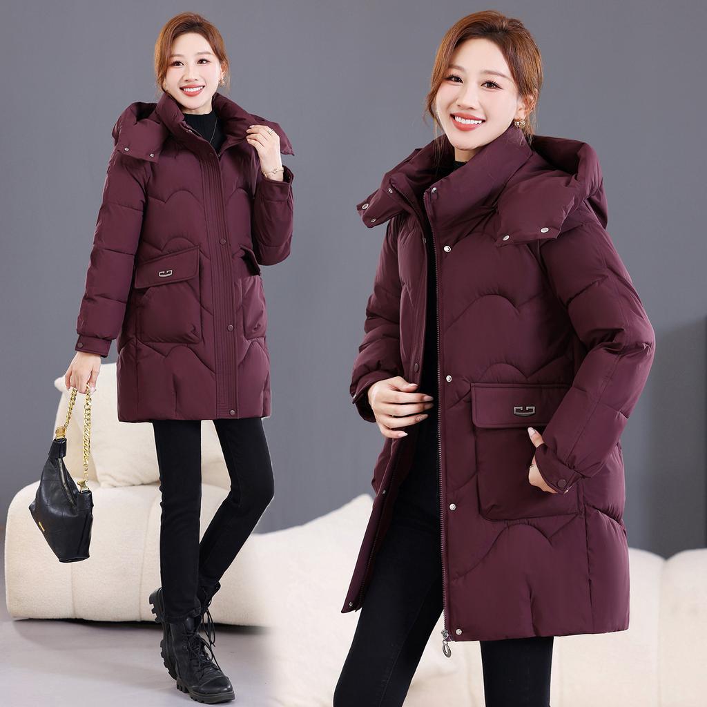New winter hooded cotton-padded clothes women's medium and long cotton-padded clothes plus size women's clothes thickened cotton-padded jacket