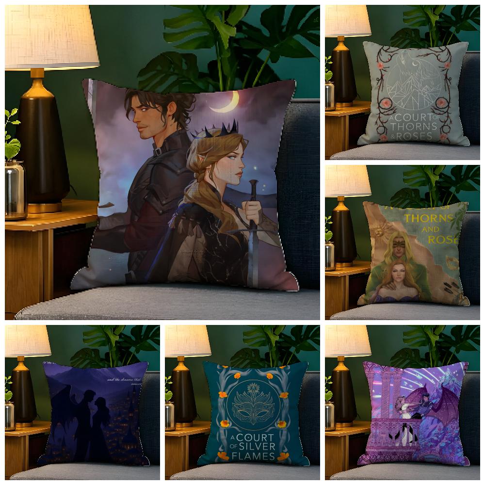 Novel A-A Court Of Thorns And Roses 2 Pillow Case Natural Linen Pillow Case Double-Sided Decor Sofa Pillowcase Home Decor