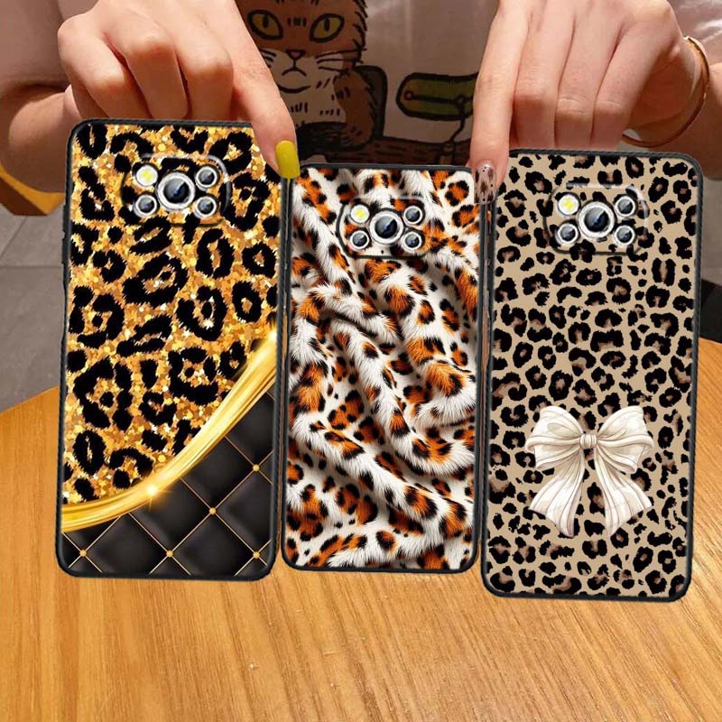 Luxurious leopard print pattern Phone Case For Xiaomi Mi Poco F3 F4 F5 F6 X3 X4 X5 X6 X7 M3 M4 M5 M6 M7 GT Pro 5G Black