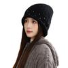 Women's Autumn and Winter Fashion Versatile Big Head Wing Rabbit Fur Warm Hat Korean Style Plus Velvet Thickened Windproof Knitted Wool Hat