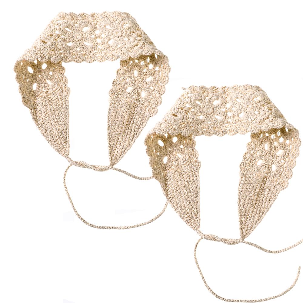 Spring Travel Hair Scarf Women Sweet Cute Hand-Knitted Headband Hair Accessories Knitted Crocheted Headscarf Triangle Scarf