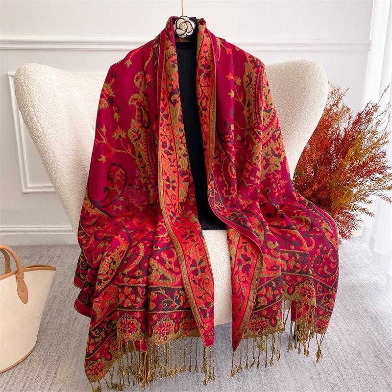 Warm Cashmere Poncho Shawl Scarf Luxury Print Thick Pashmina Winter Blanket Wraps Bufanda Casual Hijab Stoles Echarpe