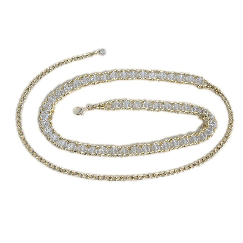 New women's belt - casual rhinestone embellished metal chain waist chain