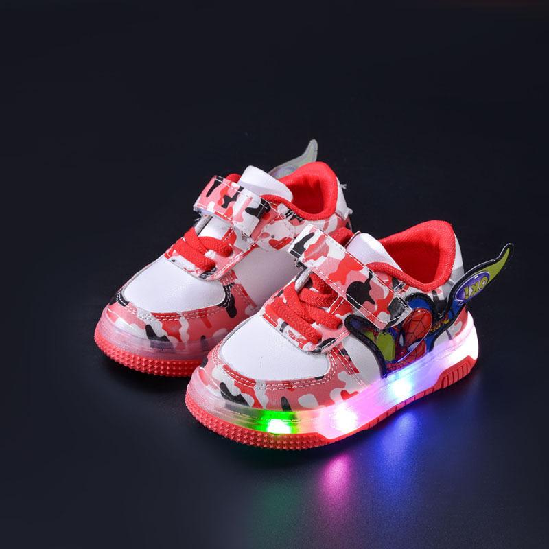 Kids LED Flash Cartoon Sneakers for Boys Light Up Casual Skate Sneakers