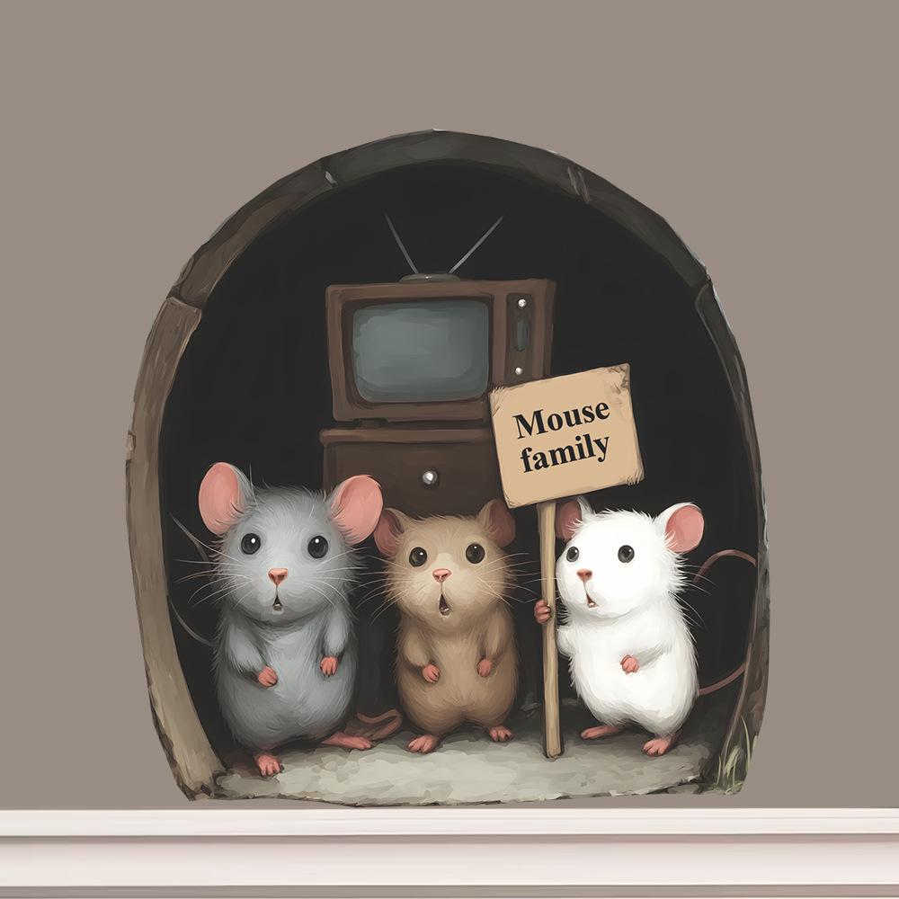 Cute Cartoon Mouse Hole Kitchen Staircase Home Decoration Sticker