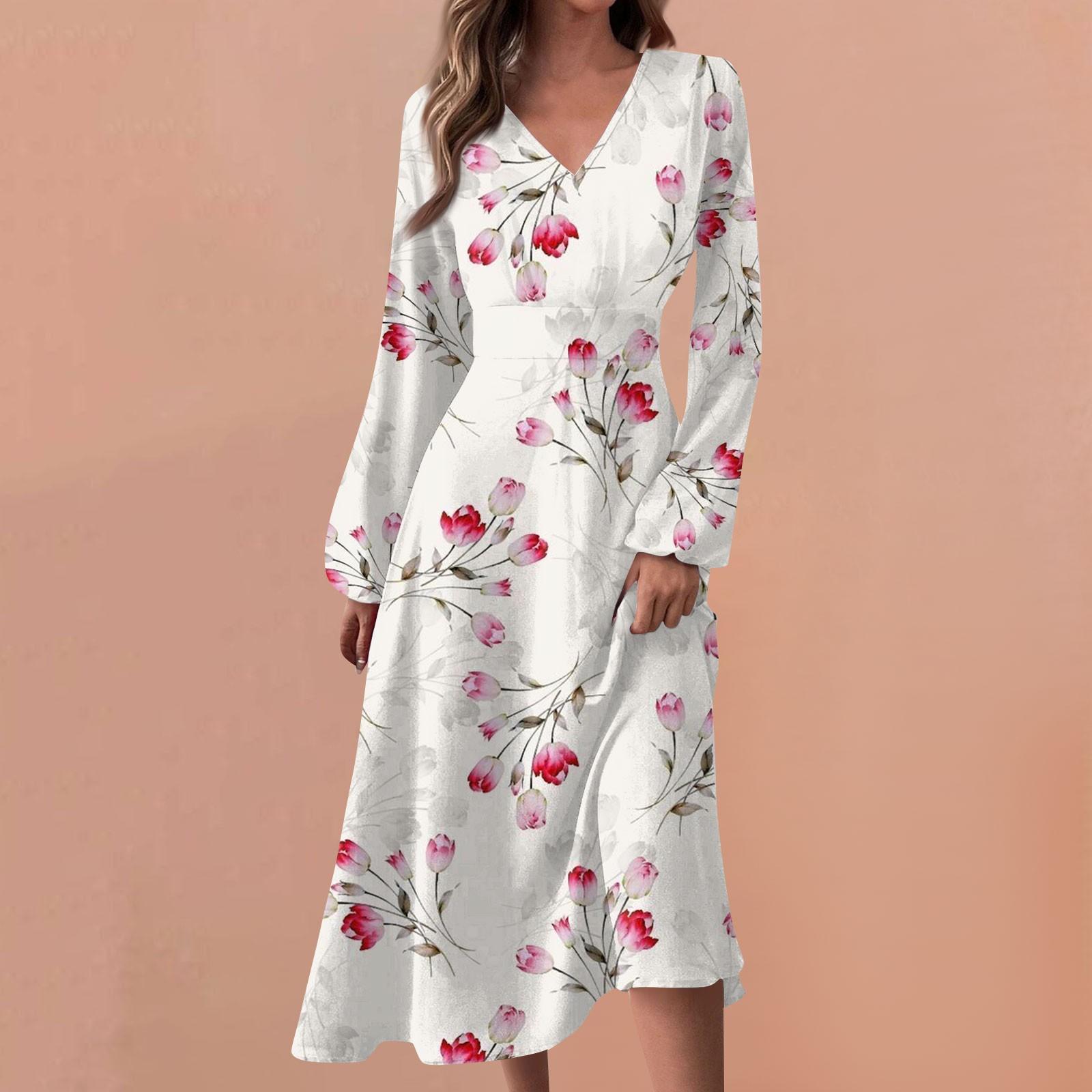 

Женские весенне-осенние повседневные модные длинные платья с v-образным вырезом и длинным рукавом с градиентным принтом XXL