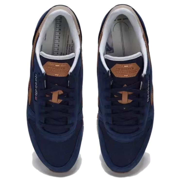 Reebok Classic Leather Comfortable Simple Shock Absorption Durable Low-Top Running Shoes Unisex Sneaker Blue Brown 100200864