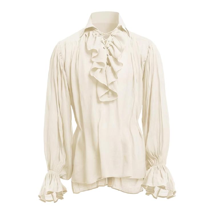 Vikingly Style Halloween Shirt Steampunks Gothic Blouse With Ruffled Sleeves Design For Men’s Costume