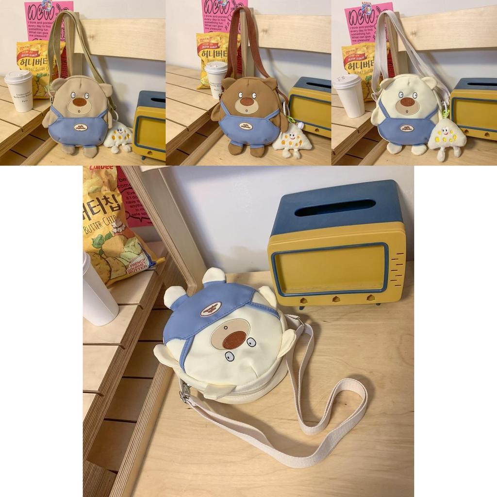 Adorable Cartoon Bear Canvas Shoulder Bag For Students Ultra-light And Cute