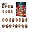 Christmas Tree Decoration Monkey Advent Calendar, 24 Days Countdown Calendar with 2D Acrylic Hanging Pendant Ornament, Funny Animal Xmas for