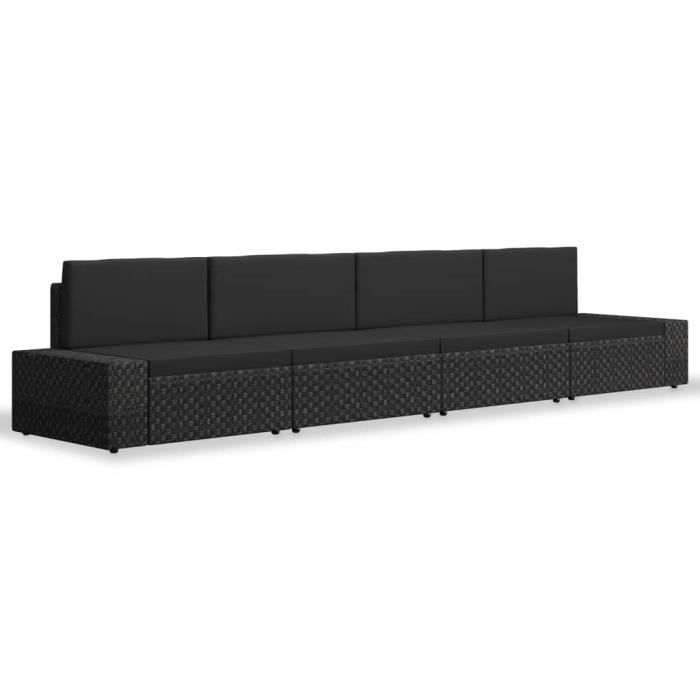 VidaXL Salon de jardin 4 pcs Résine tressée Noir