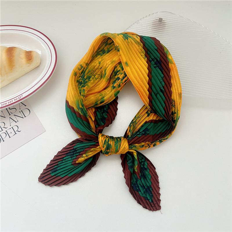 70cm Crumpled Scarf Kerchief Print Square Scarves Women DIY Hair Band Ribbon Headscarf Bandanas Headband Neck Wraps Neckerchief