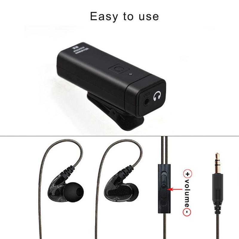 Wireless In-Ear Monitor System UHF 90° Rotate Transmitter Receiver Set Automatic Pairing with Monitor Earphones Plug