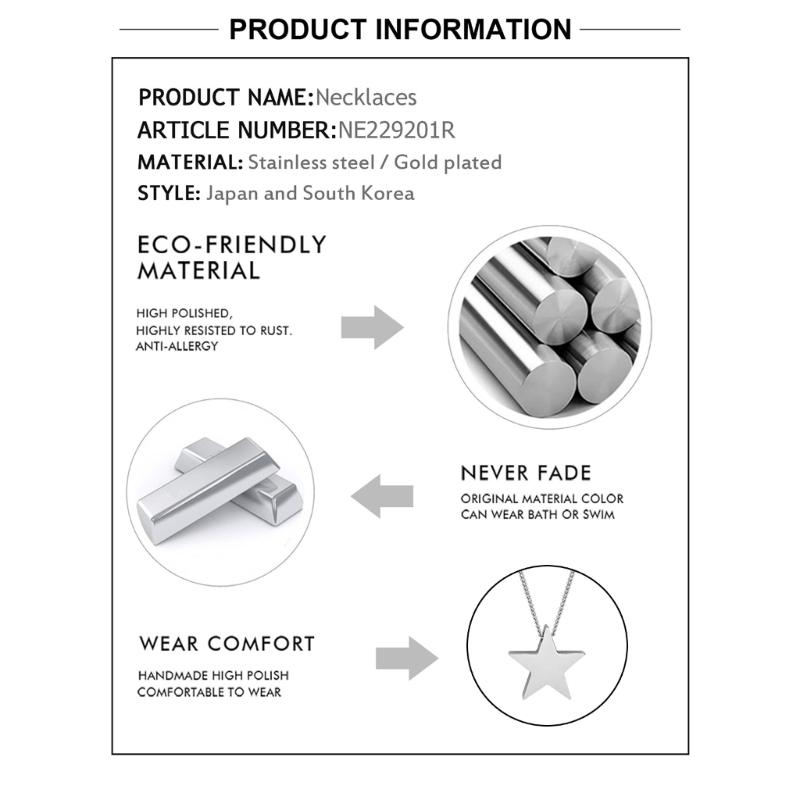 Fashion Chain Necklace Stylish Star Pendant Necklace Titanium Steel Material Star Neck Jewelry for Wedding Party Daily