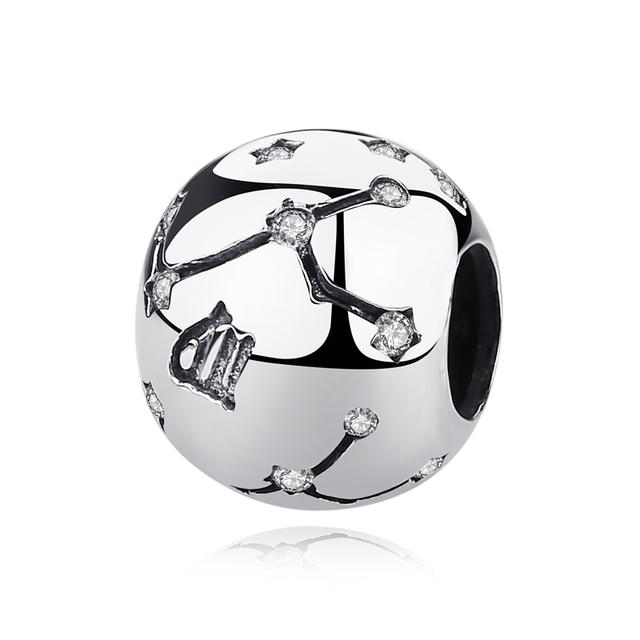 

100% стерлингового серебра 925 пробы, подвески, бусины со знаками зодиака Рак, Овен, Рыбы, подходят модные оригинальные браслеты, ожерелья для женщин, ювелирные изделия своими руками