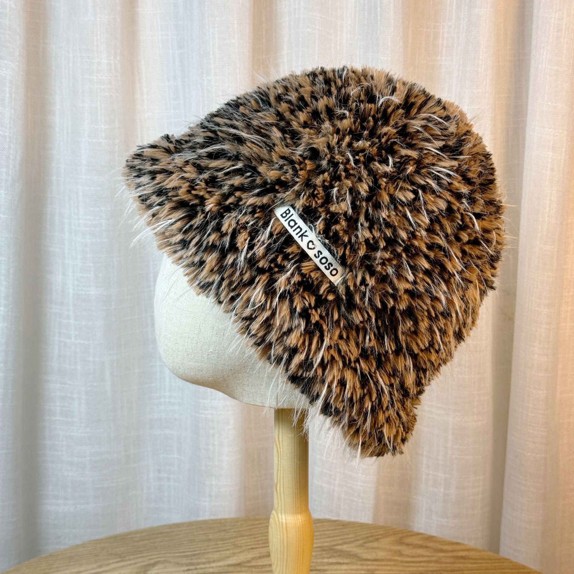 

Плюшевая панама с леопардовым принтом, женская новая осенне-зимняя, для большого обхвата головы, шерстяная шляпа, теплая шляпа one size темно-коричневого