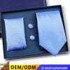 Men's Black Striped 3-Piece Gift Set: Hand-Tied 8cm Tie with Pocket Square & Cufflinks