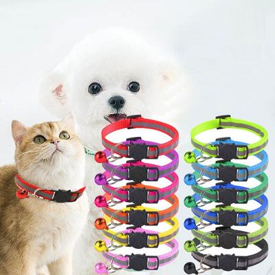 With Bell Cat Collar Adjustable Reflective Collar Fashion Pets Collar  Kitten Puppy