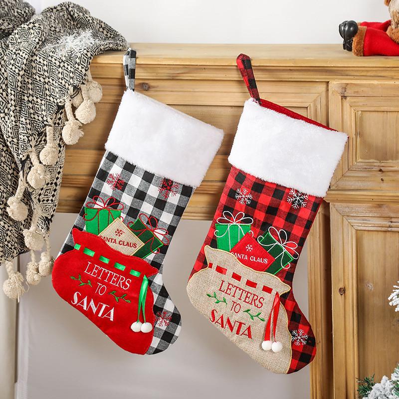 Beautifully Crafted Christmas Stocking Candy Bag With Unique Embroidered Details For Festive Decor