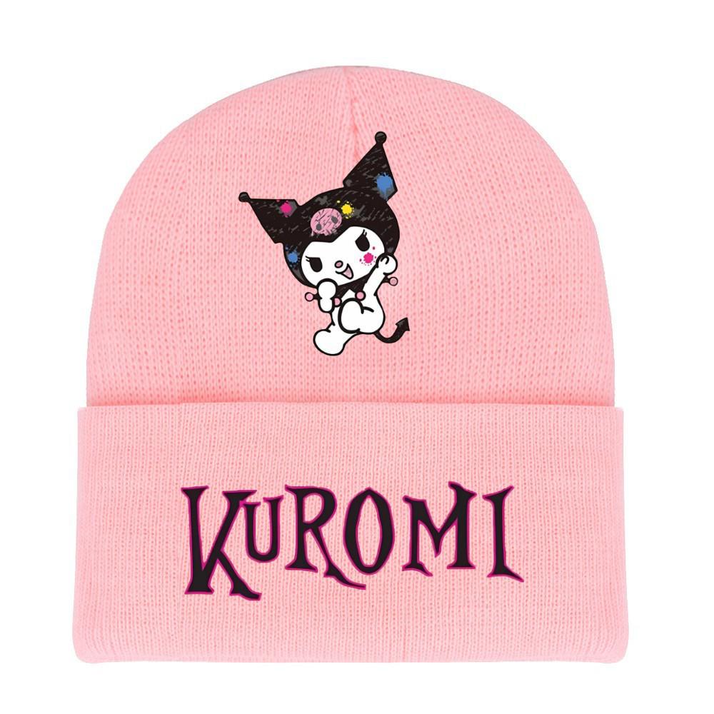

Kuromi Knitted Wool Hat for Kids - Cartoon Print, Warm, Ear Protection, Perfect for Autumn and Winter One Size