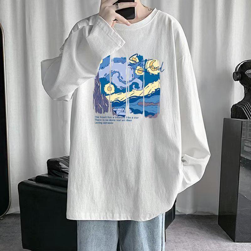 Sweat à capuche imprimé décontracté ample pour homme, haut à manches longues et col rond pour le printemps et l'automne