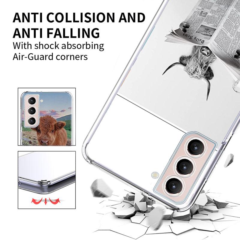 Cute Highland Cow Phone Case For Samsung Galaxy S25 Edge S24 S23 FE S21 S20 S10 Plus S22 S26 Ultra Cover Clear Cases TPU Capa Sh