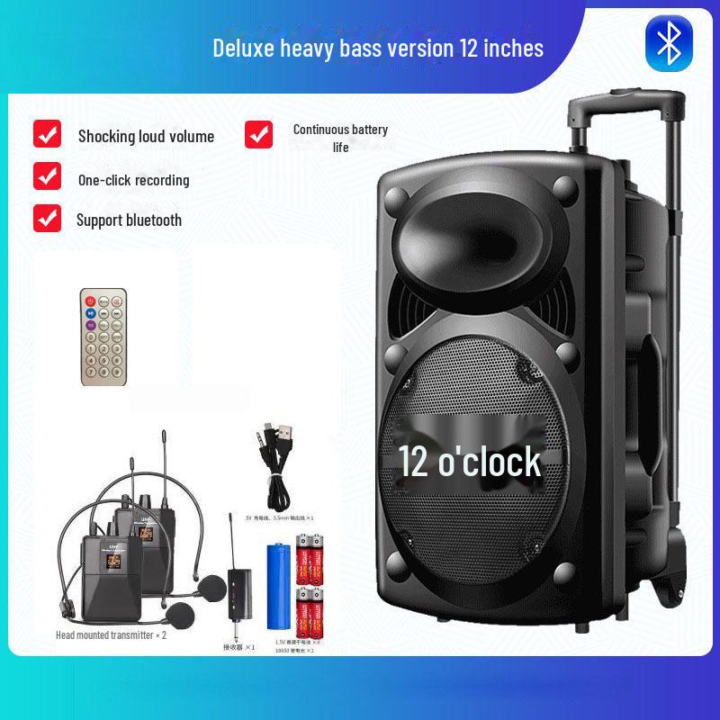 

12-дюймовий портативний Bluetooth-колонка караоке з мікрофоном wireless dual headset