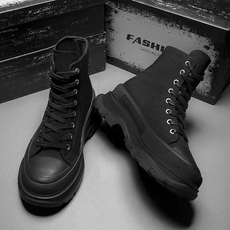 

Fresh Season Men s Fashion Spring Autumn High Top Canvas Shoes All Match Platform Soles Students Sport Leisure Trendy Footwear 39